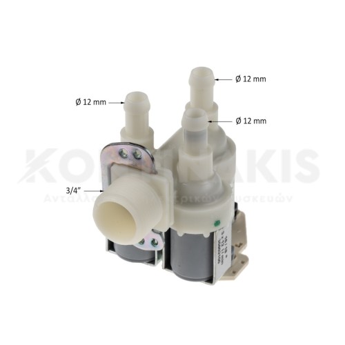 Βαλβίδα Τριπλή 90° Πλυντηρίου Ρούχων συμβατή για Miele με 2 Πηνία 110V & 1 Πηνίο 220V